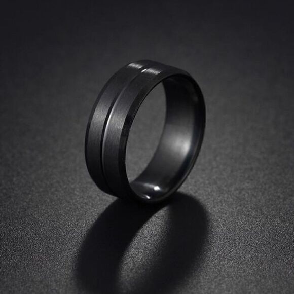 NEW! Men's Minimalist Solid Black Stainless Steel Band Ring Size 9 - Picture 1 of 3